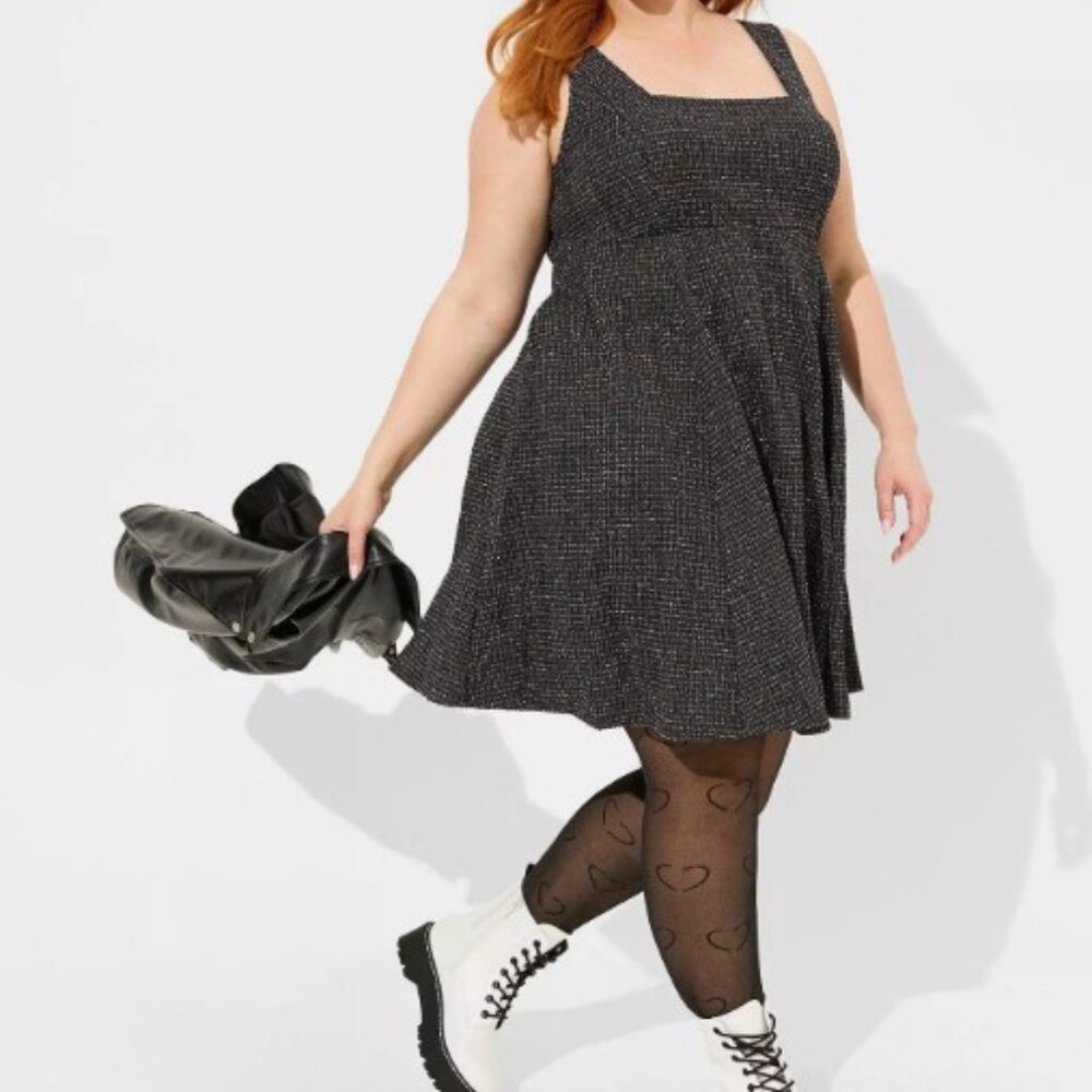 torrid Mini Stretch Boucle Square Neck Dress